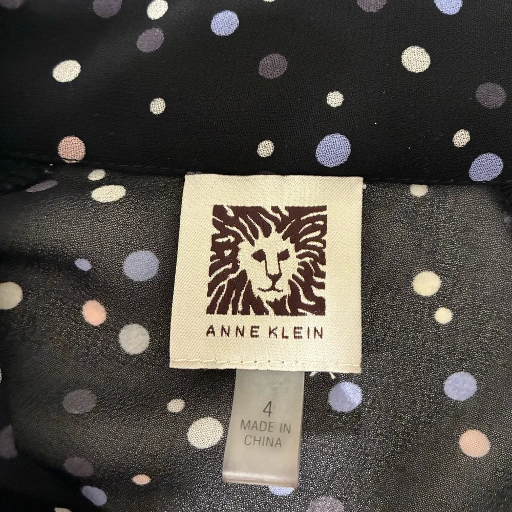 Anne Klein Black Long Sleeve Polka Dot Dress - Picture 4 of 4